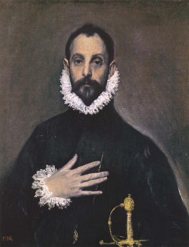 El Greco Nobleman with his Hand on his chest oil painting image